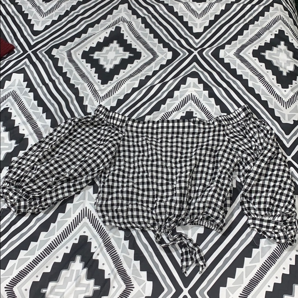 Over The Shoulder Gingham Top